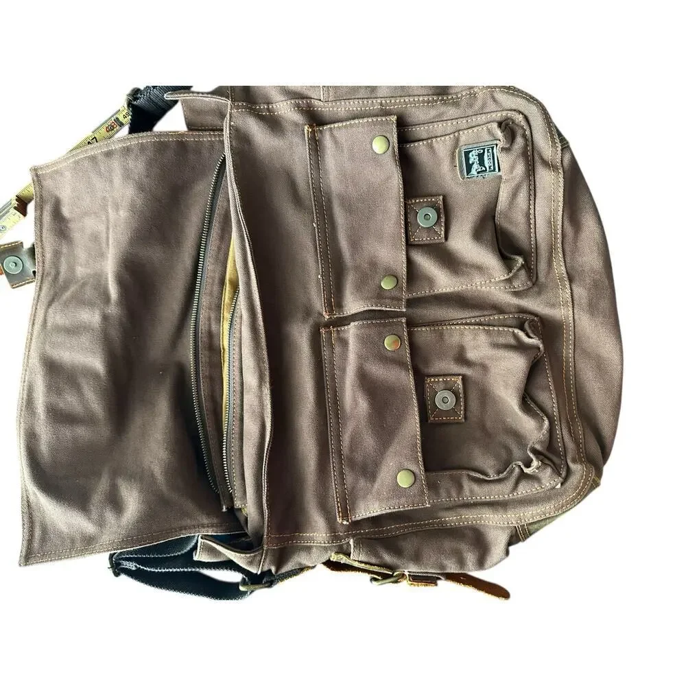 Vintage Berchirly Men's Brown Military Canvas Shoulder Straps Messenger Bag